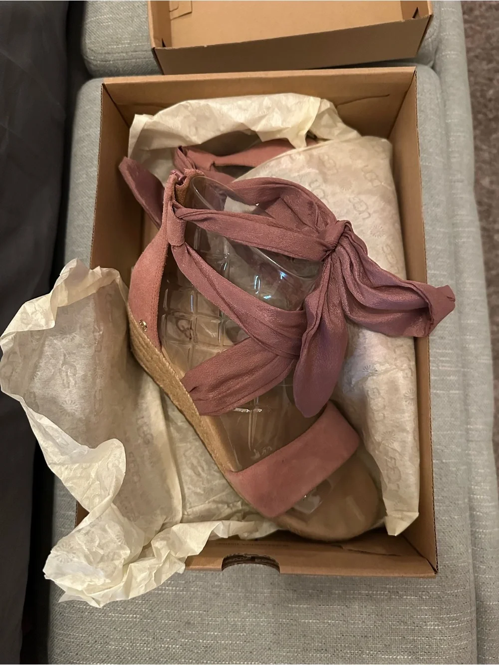 UGG Mauve Tie-Ankle Suede Espadrille Sandals
